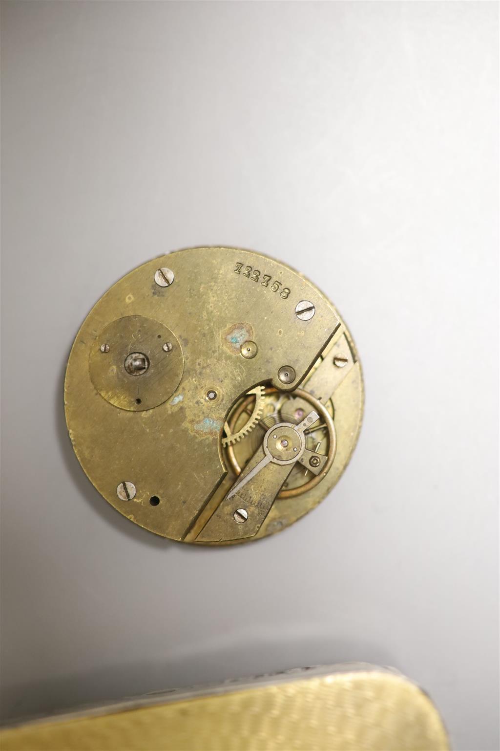 A silver case travelling timepiece and another